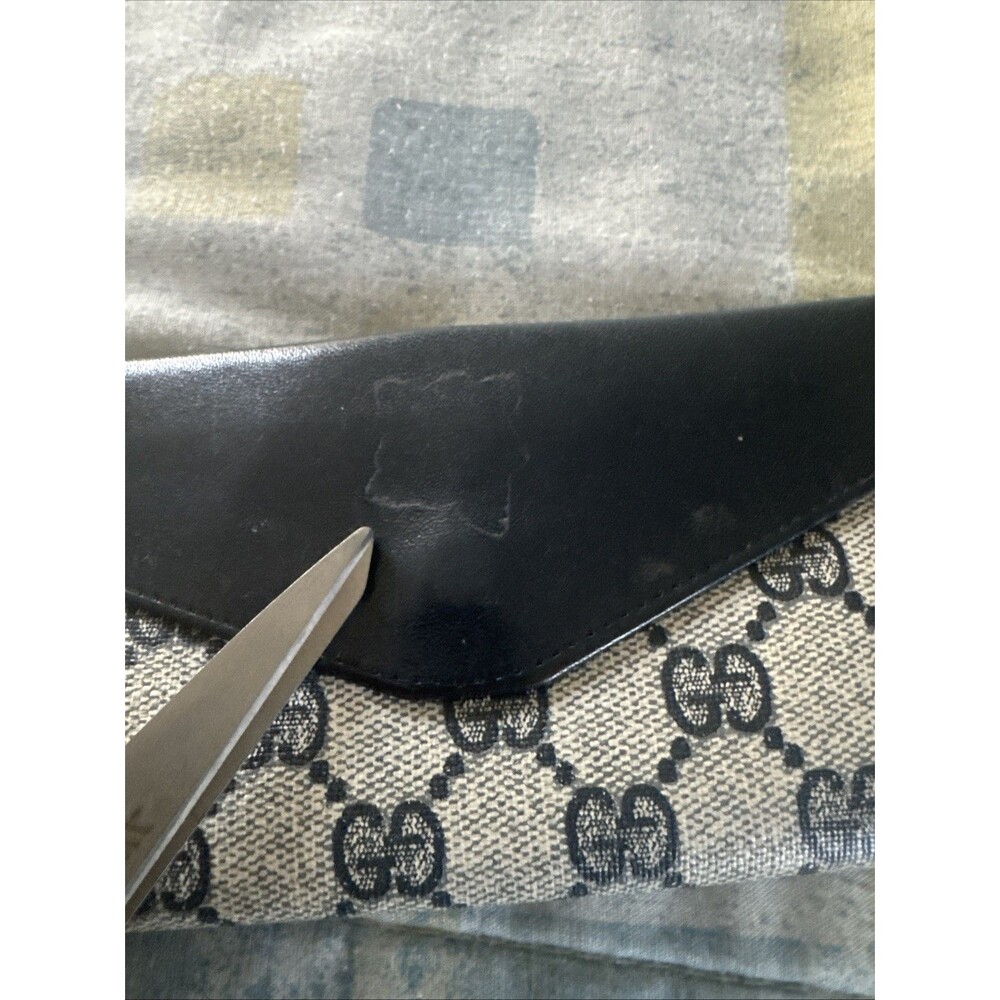 Gucci Vintage GG Canvas Dark blue Leather Bifold Wallet Vintage Italy "7 x 3.5" - Picture 11 of 16